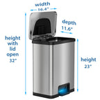 iTouchless AutoStep 13 Gallon Stainless Steel Automatic Step Trash Can with Odor Control System