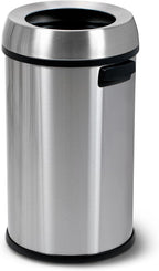 Simpli-Magic Open Top Stainless Steel Trash Can Commercial Grade Garbage Bin, 65L