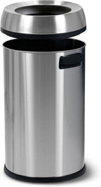 Simpli-Magic Open Top Stainless Steel Trash Can Commercial Grade Garbage Bin, 65L