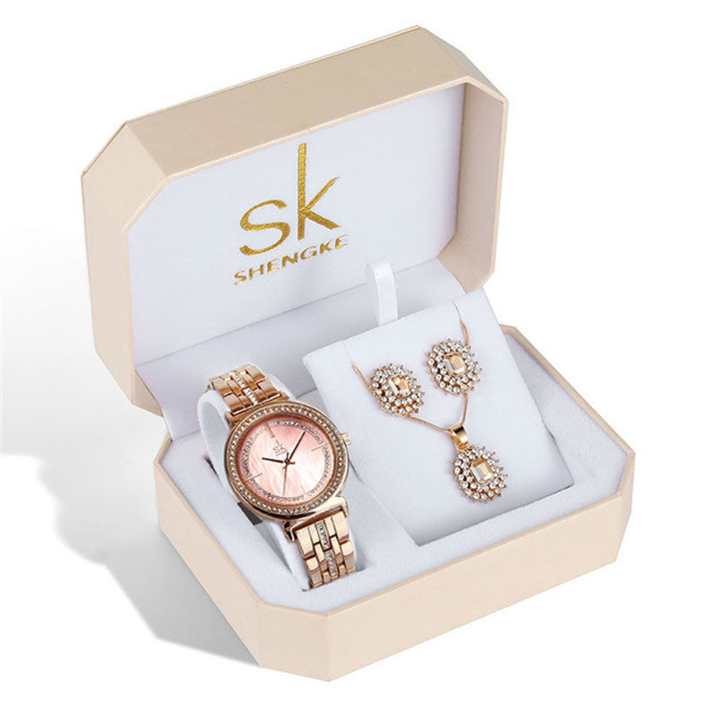 Rhinestone watch earring necklace Pi-Mart
