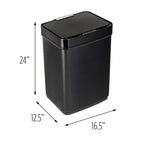 Honey Can Do 13.2 Gallon Trash Can, Touchless Kitchen Trash Can, Black Stainless Steel
