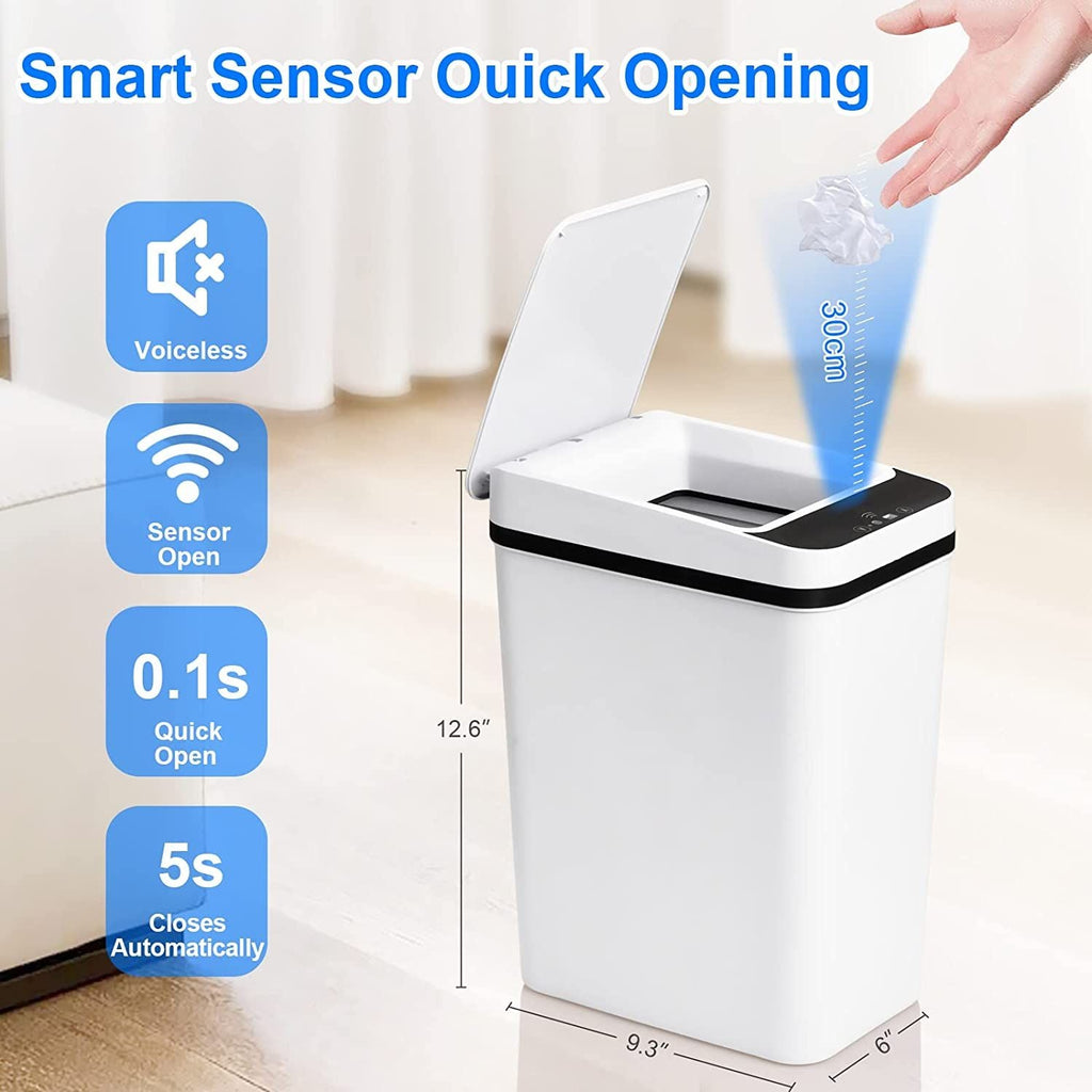 2.5 Gallon Bathroom Trash Can, Trash Cans for Kitchen, Plastic Trash Can with Lid, Smart Touchless EasyOptionXY LLC