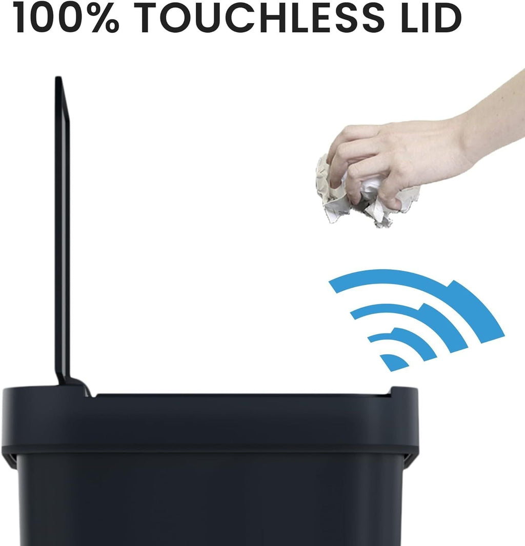 13.2 Gallon Black Plastic Sensor Trash Can Durable Dent-Proof 50 L Rectangular Slim Bin EasyOptionXY LLC