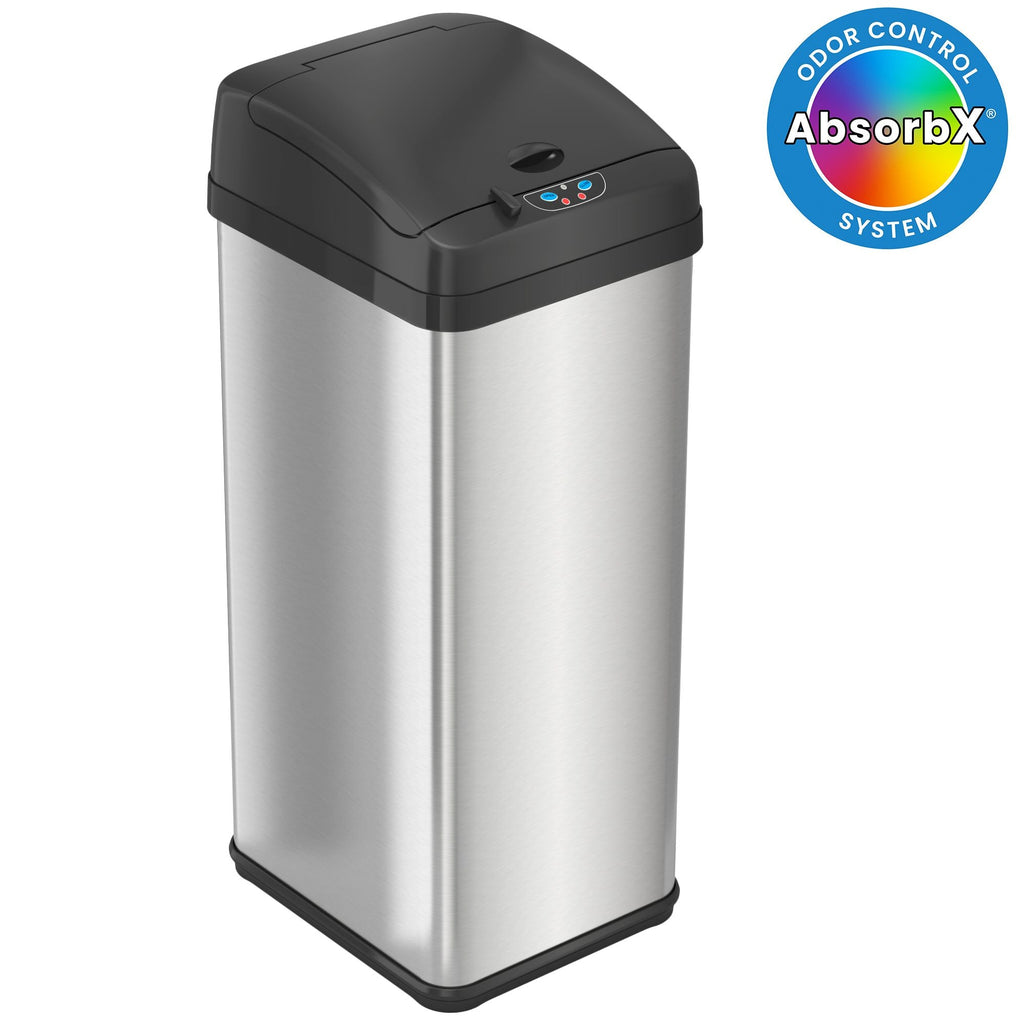 iTouchless Square Automatic Sensor 13 gal Trash Can, Stainless Steel - SJB-DIAMOND ELITES