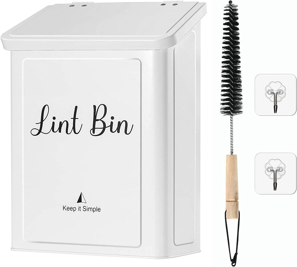 Metal Magnetic Lint Bin for Laundry Room, Wall Mounted Lint Box Holder Trash can with lid for Dryer - SJB-DIAMOND ELITES