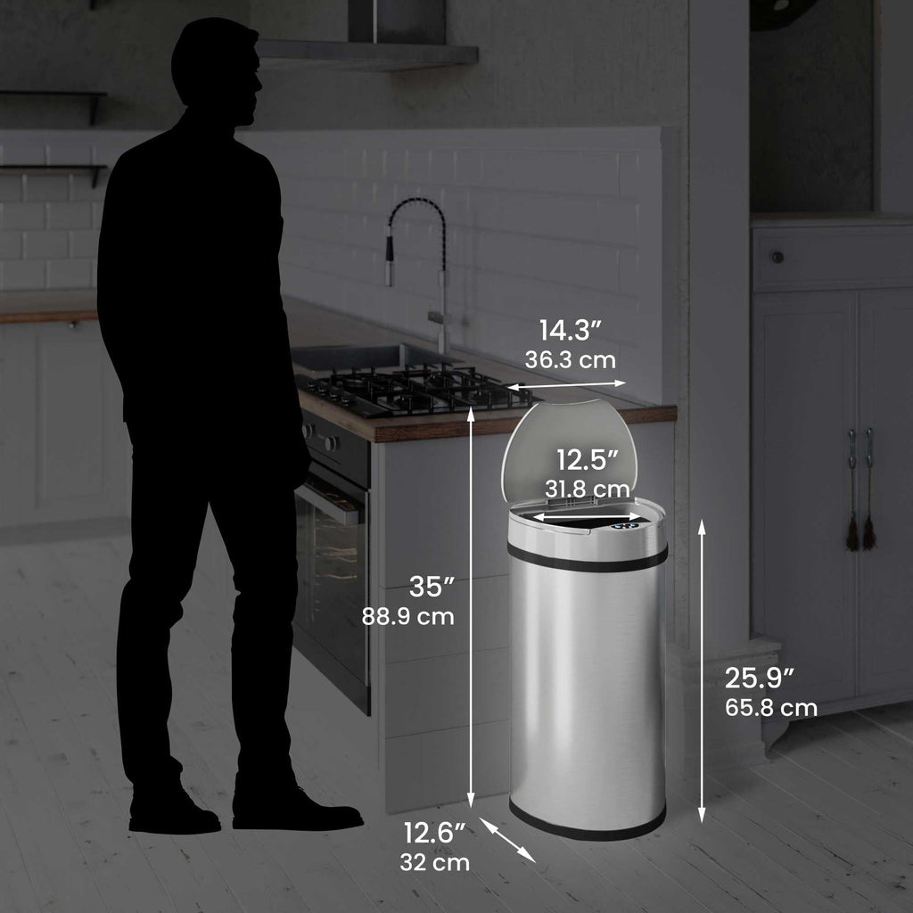 iTouchless Stainless Steel Sensor Trash Can with AbsorbX Odor Control 13 gallon Silver IT13HX - SJB-DIAMOND ELITES