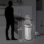 iTouchless Stainless Steel Sensor Trash Can with AbsorbX Odor Control 13 gallon Silver IT13HX - SJB-DIAMOND ELITES