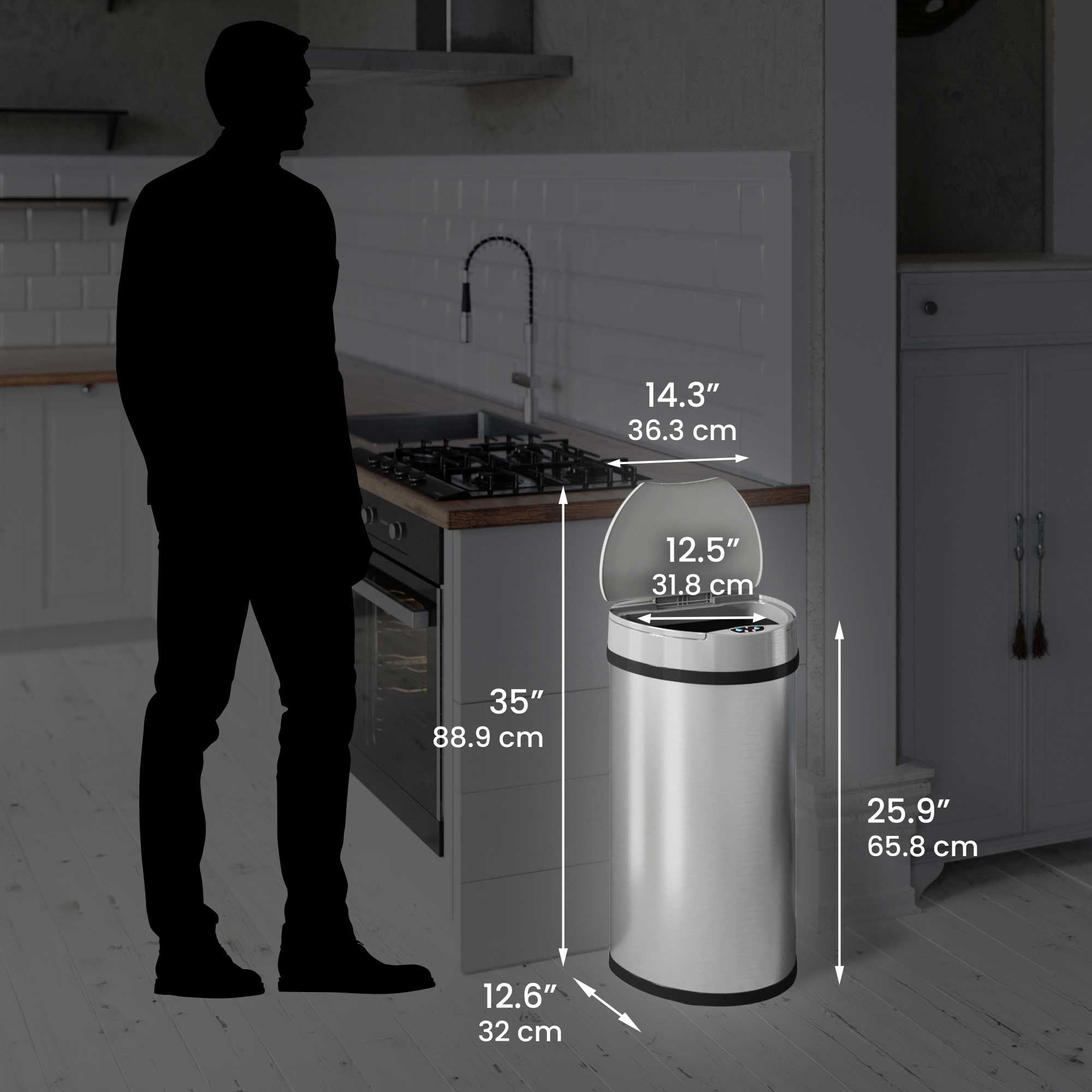 iTouchless Stainless Steel Sensor Trash Can with AbsorbX Odor Control 13 gallon Silver IT13HX - SJB-DIAMOND ELITES