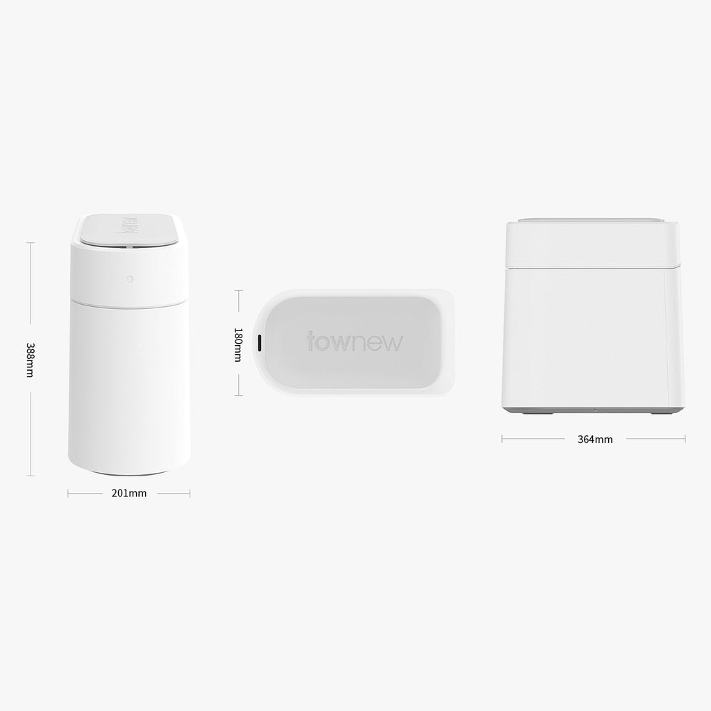 TOWNEW T03 3.4 Gallon White Smart Trash Can - SJB-DIAMOND ELITES