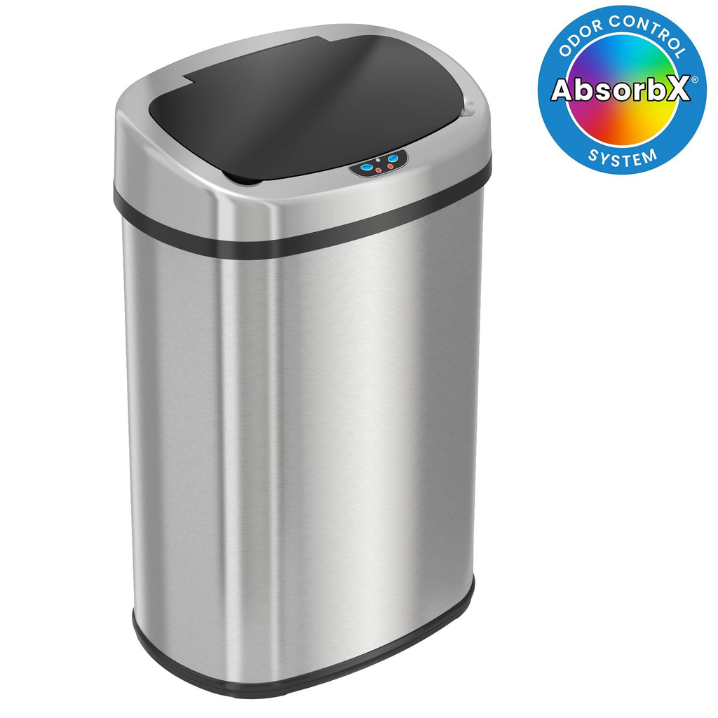 iTouchlessrsc 13 Gallon Sensor Can Stainless Steel Oval Touchless Trash Can with Odor Control System - SJB-DIAMOND ELITES