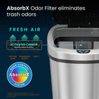 iTouchlessrsc 13 Gallon Sensor Can Stainless Steel Oval Touchless Trash Can with Odor Control System - SJB-DIAMOND ELITES