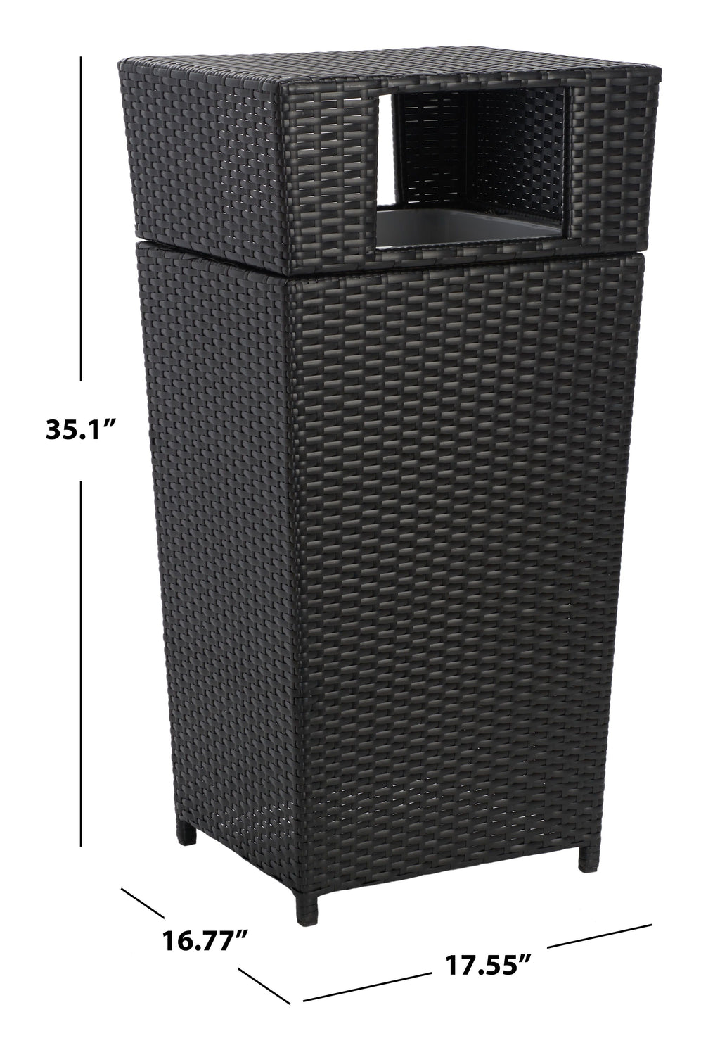 Safavieh Mazeli Outdoor Patio Trash Bin - Black - SJB-DIAMOND ELITES