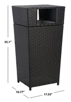 Safavieh Mazeli Outdoor Patio Trash Bin - Black - SJB-DIAMOND ELITES