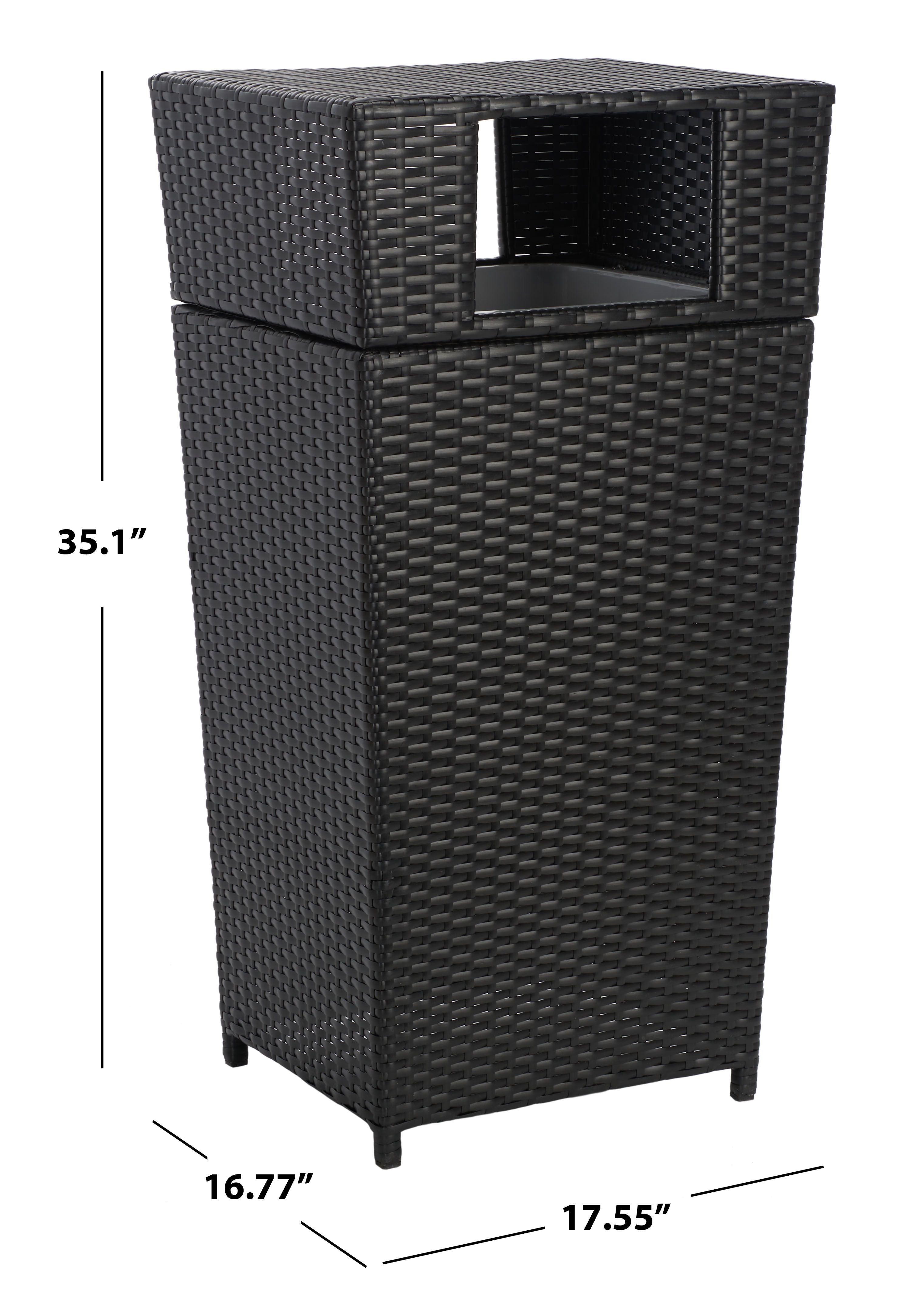 Safavieh Mazeli Outdoor Patio Trash Bin - Black - SJB-DIAMOND ELITES
