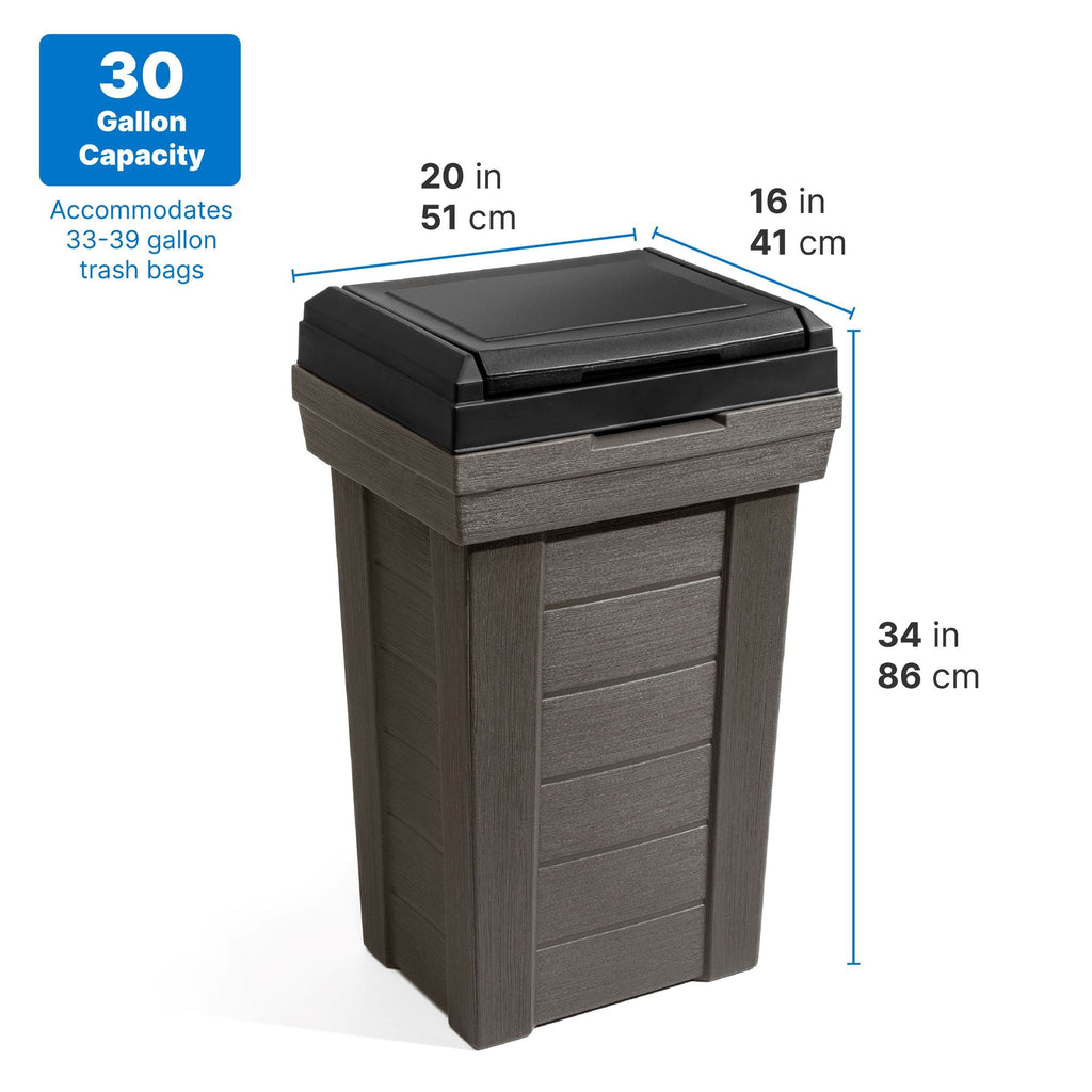 Step2 Lakewood Dark Cedar Outdoor Patio and Exterior Garbage Can - SJB-DIAMOND ELITES