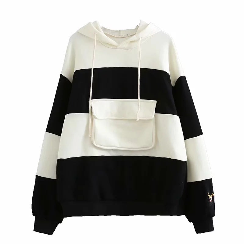 Striped panel hoodie Pi-Mart