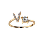 Adjustable 26 Initial Letter Ring Fashion Jewelry For Women Simple Elegant Jewelry Pi-Mart