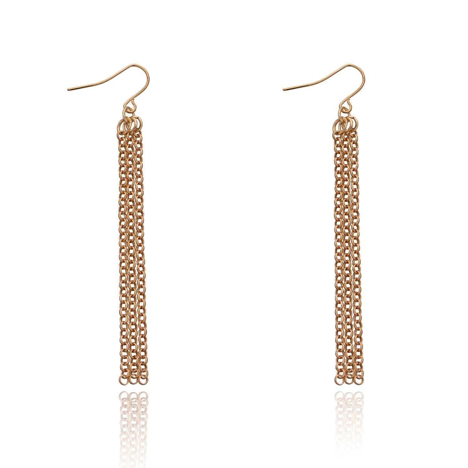 Simple Golden Chain Earrings - Stylish Minimalist Drop Earrings - SJB-DIAMOND ELITES