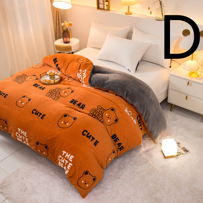 Thick Coral Fleece Double Plush Duvet Cover Pi-Mart