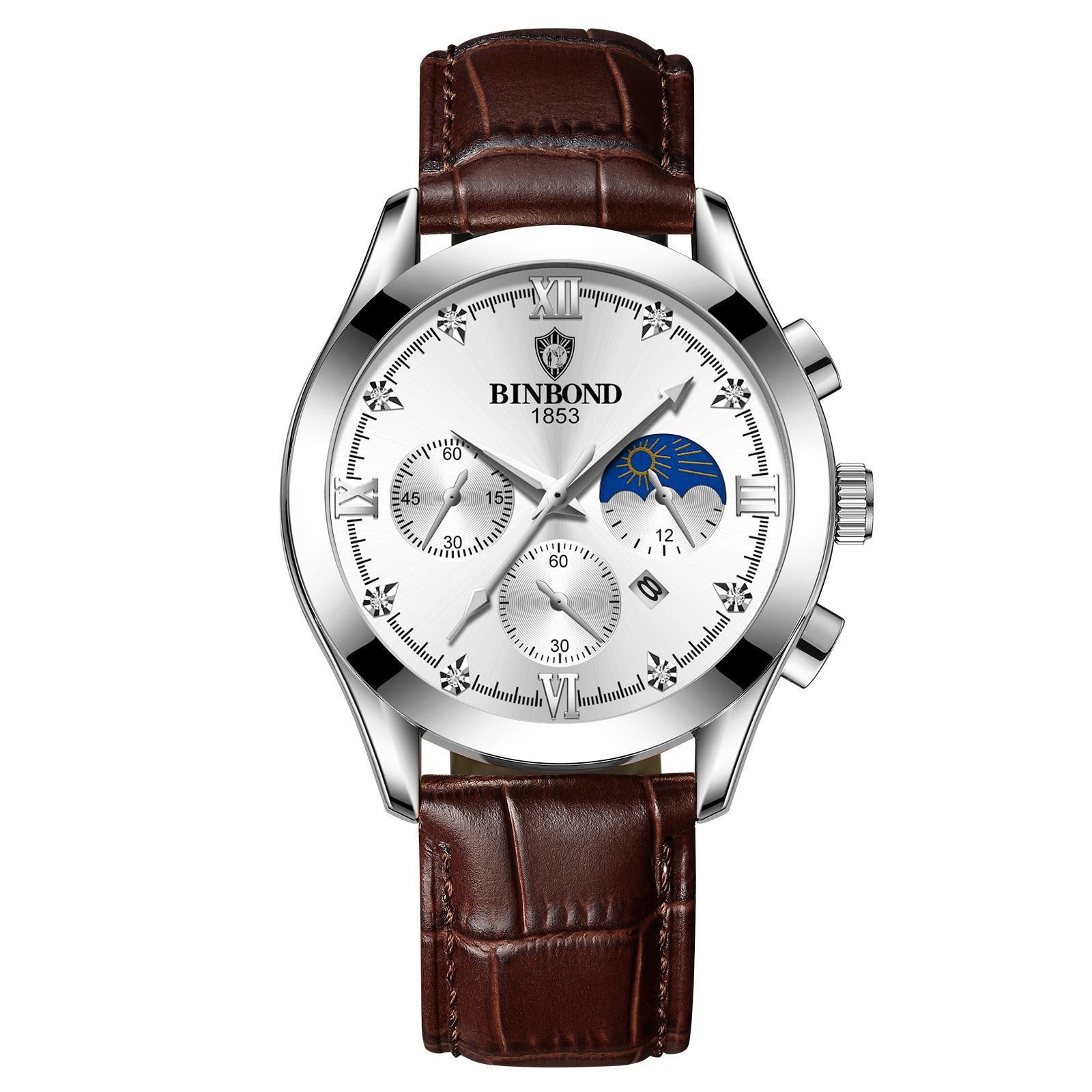 Waterproof Luminous Calendar Men's Fashion Genuine Leather Watch Pi-Mart