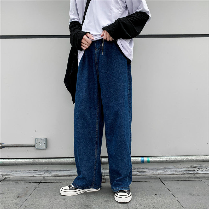 Denim Trousers Men's Korean-style Straight Loose Teen Lootquake LLC