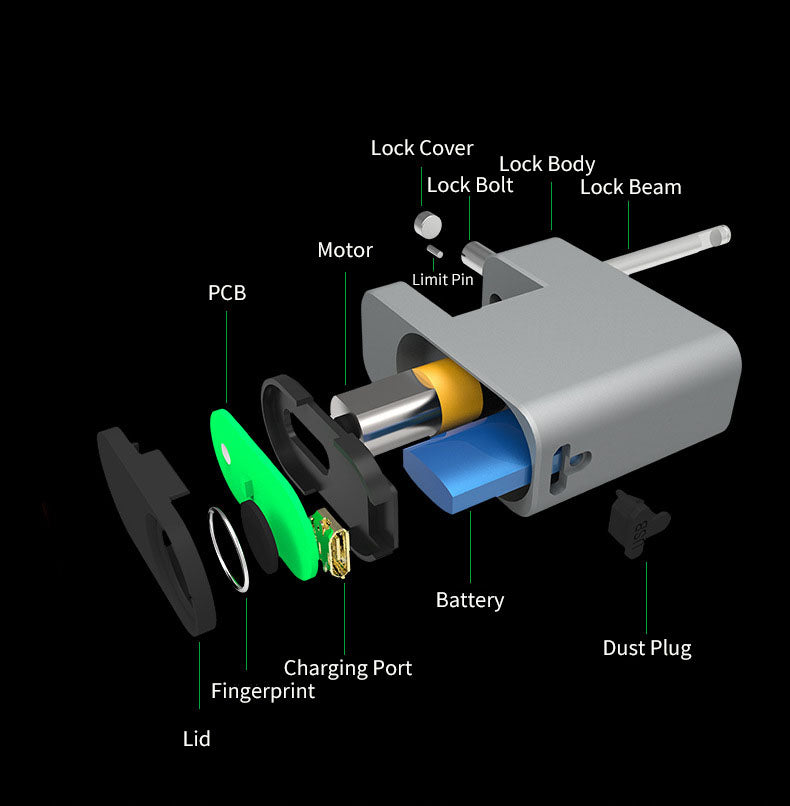 Fingerprint padlock luggage lock Pi-Mart