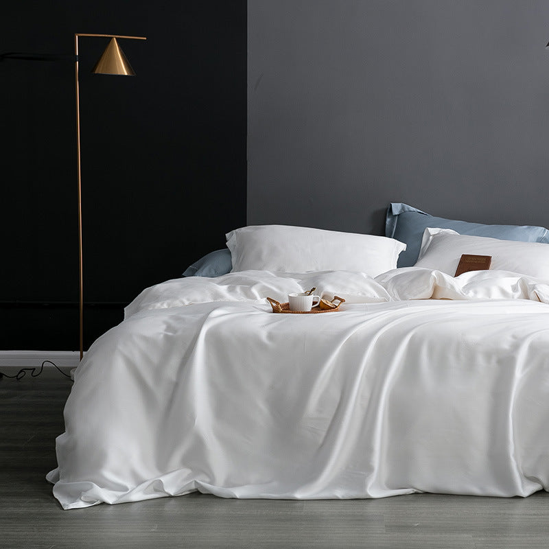 Ice silk pure color simple duvet cover sheet Pi-Mart