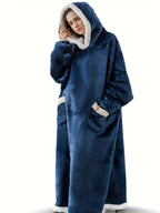 Cozy Plus Size Sherpa Fleece Robe - Ultra-Warm, Extra Long, Oversized Wearable Blanket with Pockets for Ultimate Relaxation - Soft, Thickened, and Plush for Women's Casual Loungewear Lootquake LLC