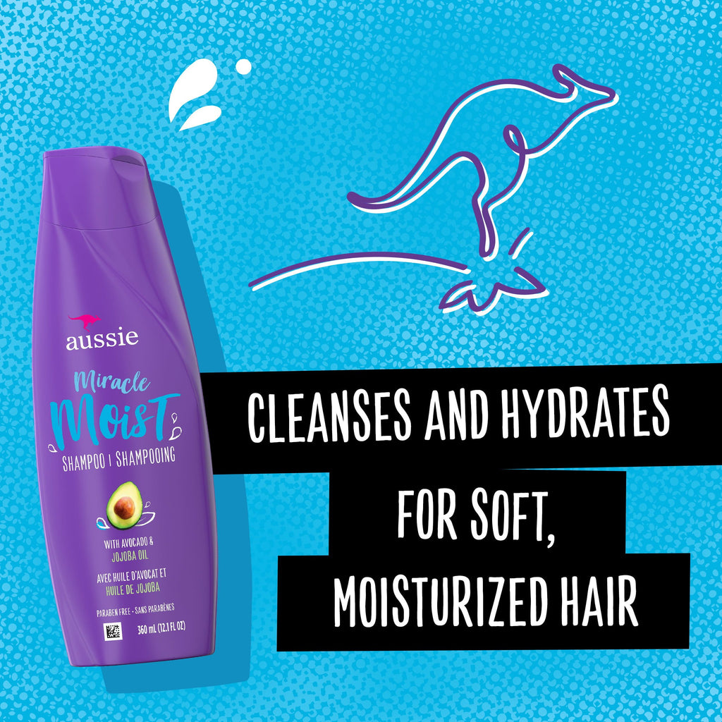 Aussie Miracle Moist Shampoo with Avocado; Paraben Free; 12.1 fl oz EasyOptionXY LLC