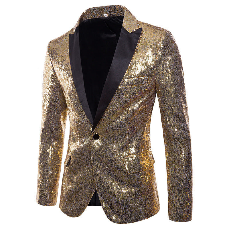 Men's Banquet Stage Costume Bar Sequin Suit Jacket Pi-Mart