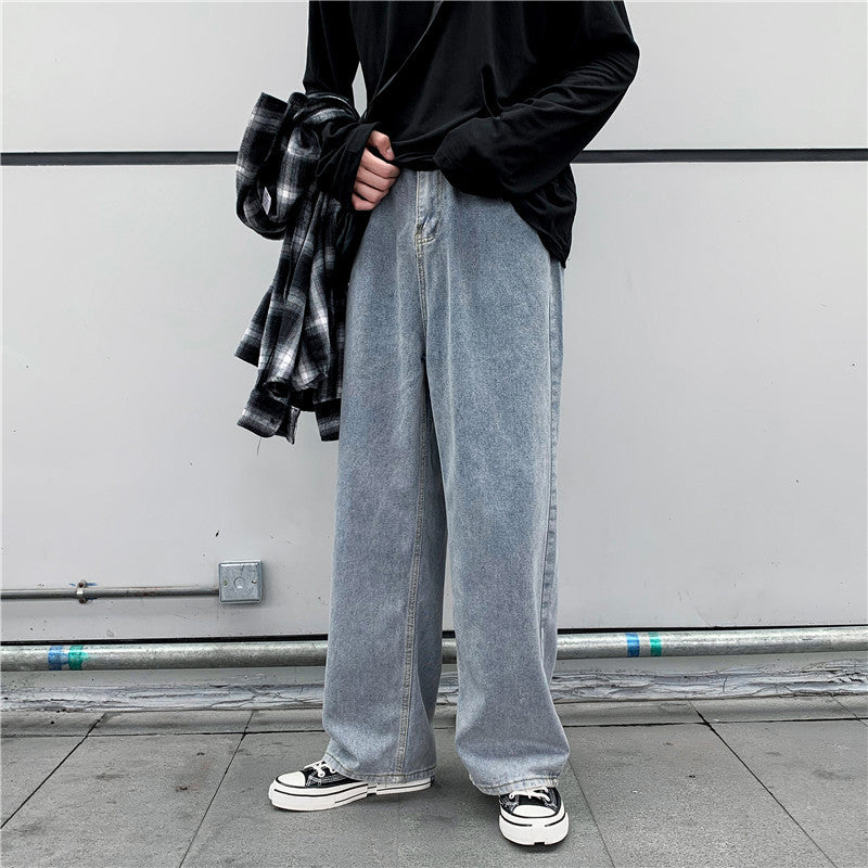 Denim Trousers Men's Korean-style Straight Loose Teen Lootquake LLC
