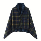 1pc Cozy Polar Fleece Shawl Blanket - Soft Double Layer Thick Plaid Pattern, Warm Autumn and Winter Wearable Throw Blanket for Office, Home, and Outdoor - Perfect for Chilly Days and Gift Giving