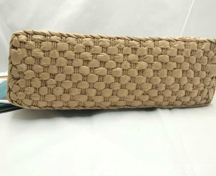 Wooden handle beach bag handbag Pi-Mart