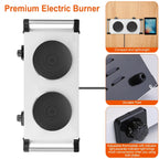 Black-White Options -- 2000W Electric Dual Burner Portable Coil Heating Hot Plate Stove Countertop RV Hotplate With 5 Temperature Adjustments Portable Handles