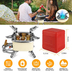 13000W Portable Windproof Camping Stove Five-head Gas Cooking Burner With Piezo Ignition Stepless Flame Control Fit For ISO-butane, Propane, Butane Fuel Tank For Backpacking Picnic Outdoor Cooking Pi-Mart