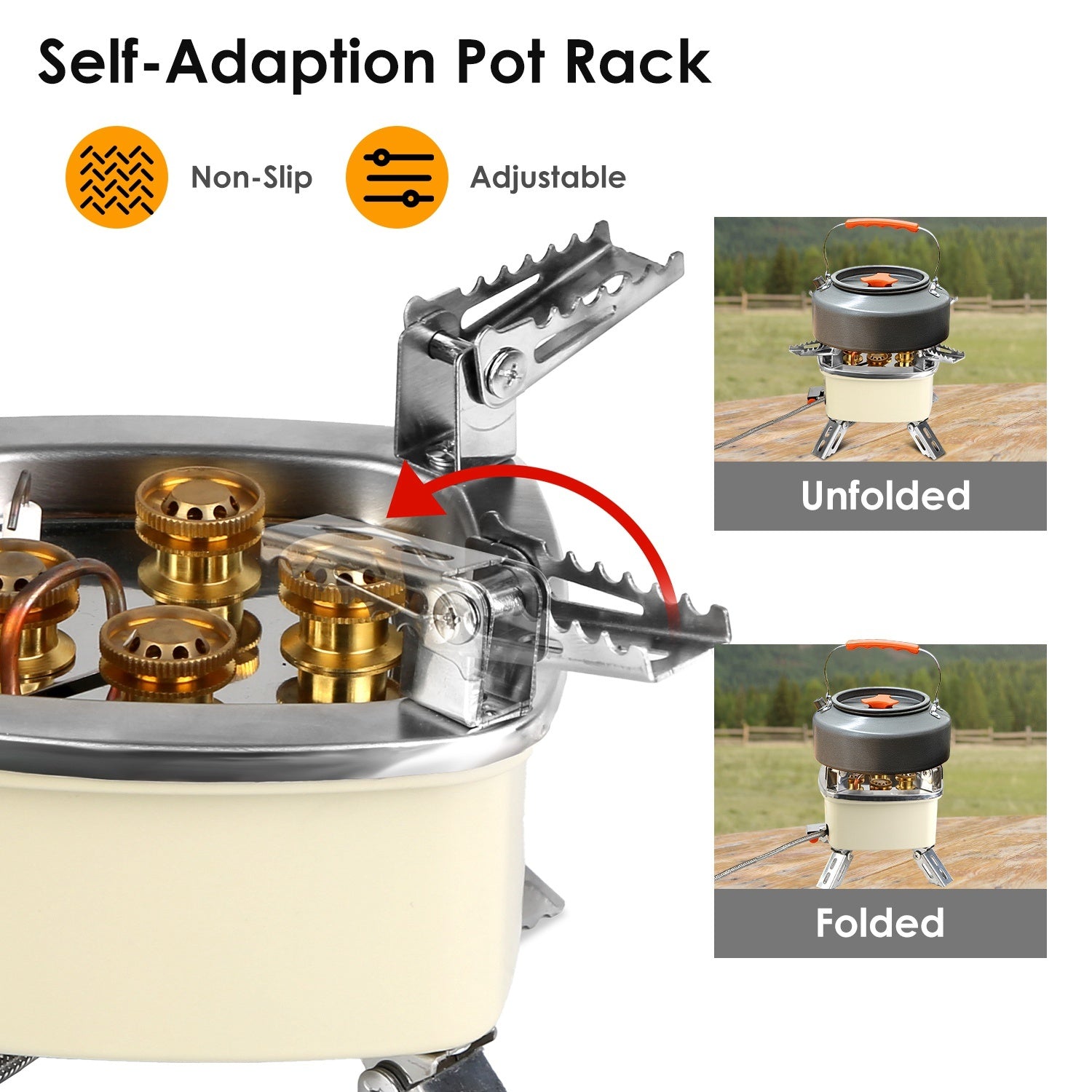 13000W Portable Windproof Camping Stove Five-head Gas Cooking Burner With Piezo Ignition Stepless Flame Control Fit For ISO-butane, Propane, Butane Fuel Tank For Backpacking Picnic Outdoor Cooking Pi-Mart