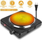 1500W Electric Single Burner Portable Heating Hot Plate Stove Countertop RV Hotplate With Non Slip Rubber Feet 5 Temperature Adjustments Pi-Mart