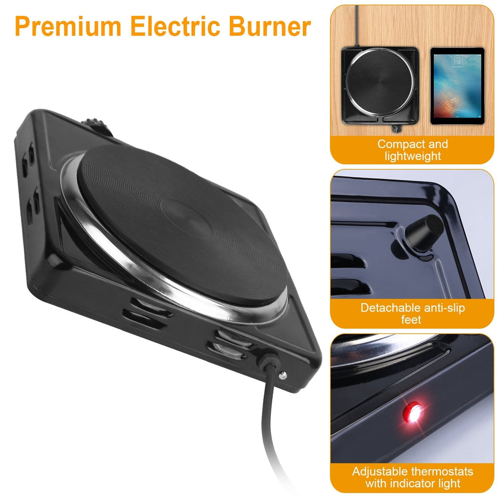 1500W Electric Single Burner Portable Heating Hot Plate Stove Countertop RV Hotplate With Non Slip Rubber Feet 5 Temperature Adjustments Pi-Mart