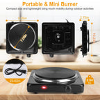 1500W Electric Single Burner Portable Heating Hot Plate Stove Countertop RV Hotplate With Non Slip Rubber Feet 5 Temperature Adjustments Pi-Mart