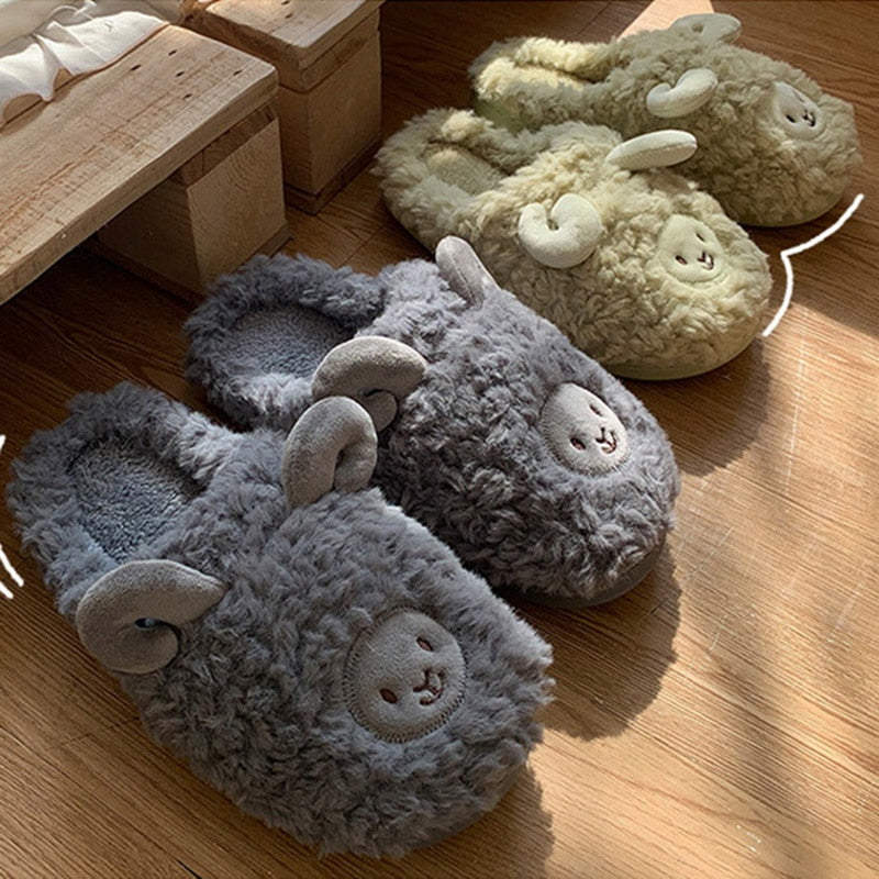 Plush Bedroom Cotton Fluffy Slippers Pi-Mart