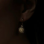 18K Gold Earrings Temperament Light Luxury Sun Element Trend Pendant Earrings Titanium Steel Plated Pi-Mart