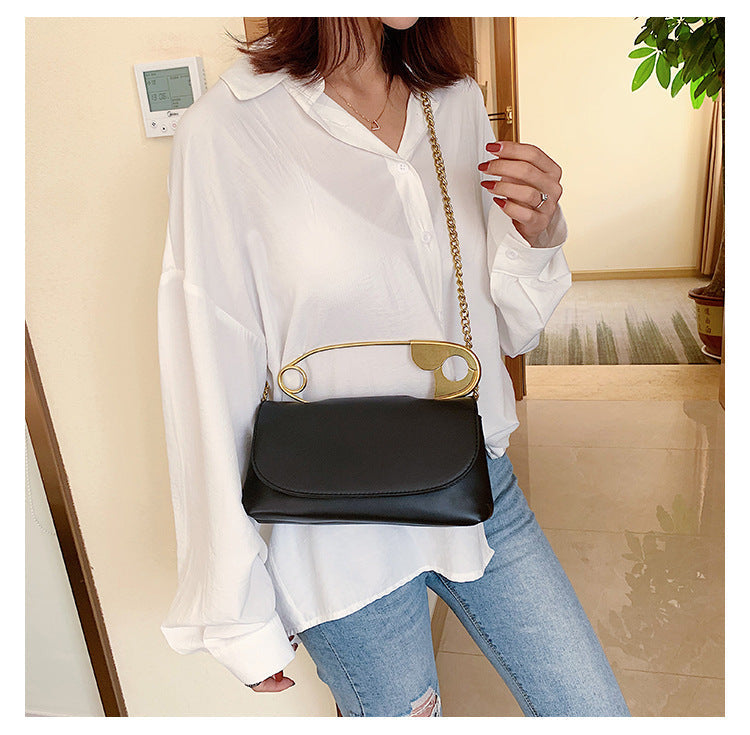 Ladies Personality Fashion Pin Top Handle Purse Leather Women Handbag Pi-Mart