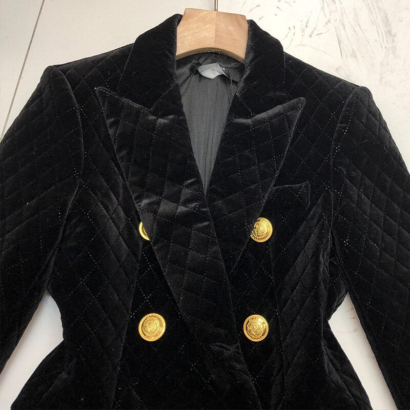Velvet diamond retro small suit women Pi-Mart