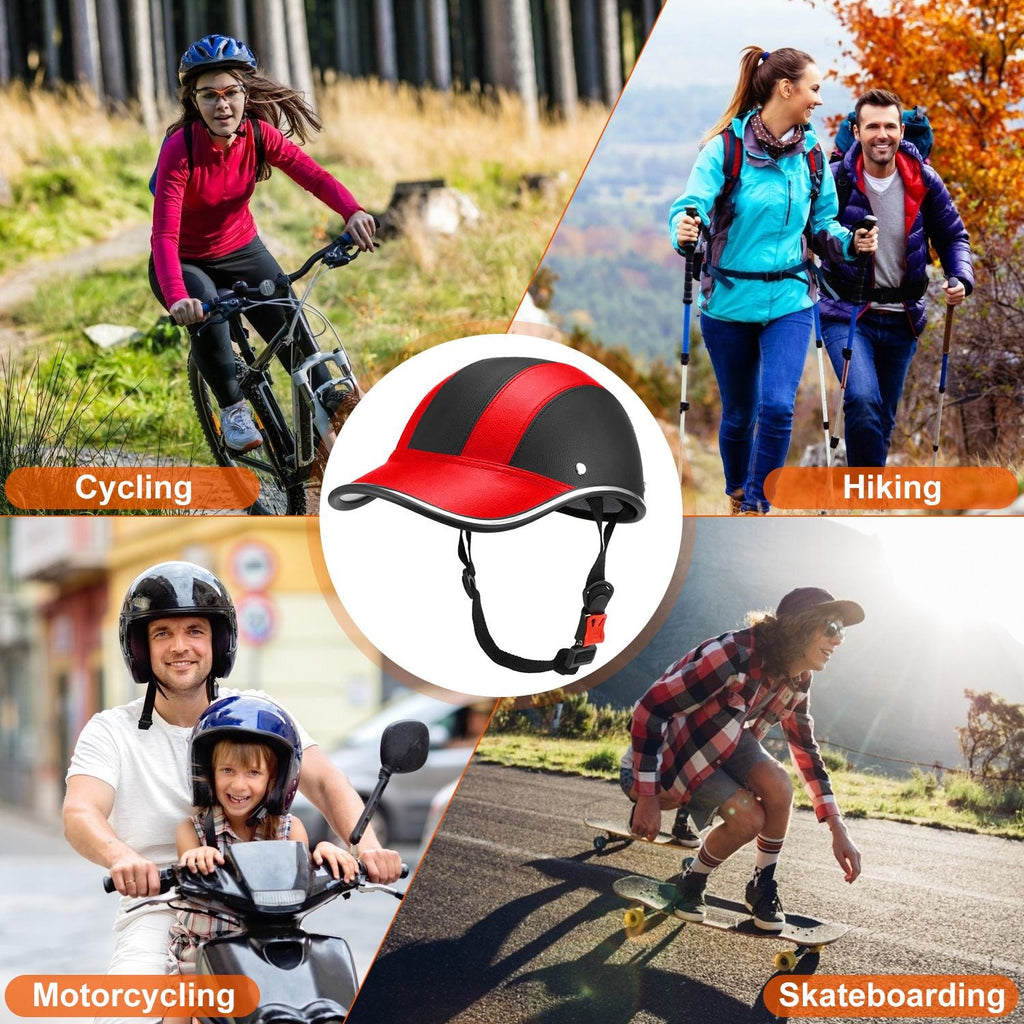 1Pc Safety Bicycle Helmet Adjustable Windproof Bike Helmet Sunshade Baseball Cap Anti-UV Cycling Motorcycle Hat Leather Helmet Lootquake LLC