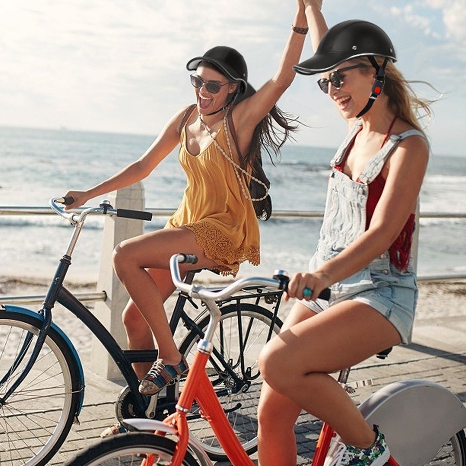 1Pc Safety Bicycle Helmet Adjustable Windproof Bike Helmet Sunshade Baseball Cap Anti-UV Cycling Motorcycle Hat Leather Helmet Lootquake LLC