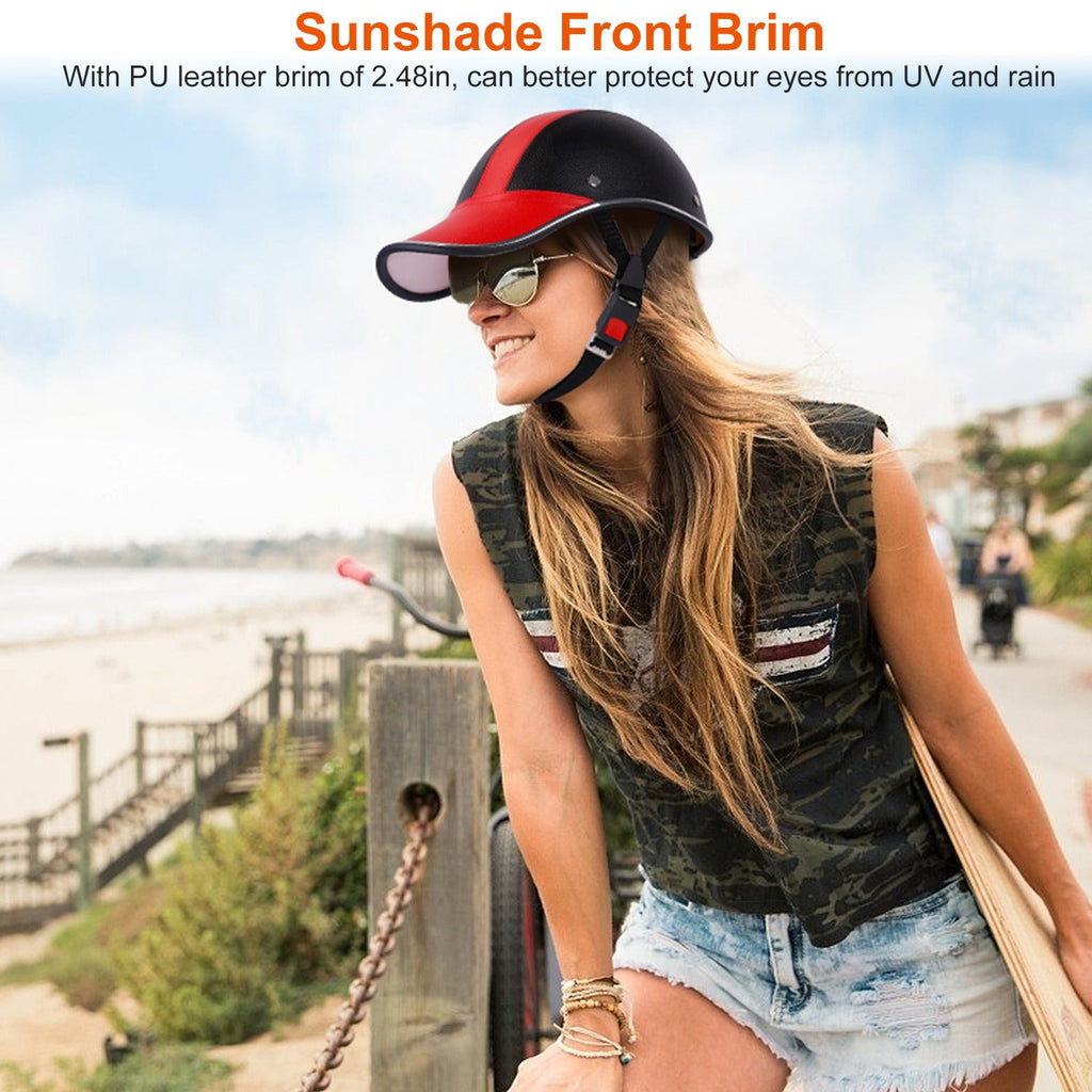 1Pc Safety Bicycle Helmet Adjustable Windproof Bike Helmet Sunshade Baseball Cap Anti-UV Cycling Motorcycle Hat Leather Helmet Lootquake LLC