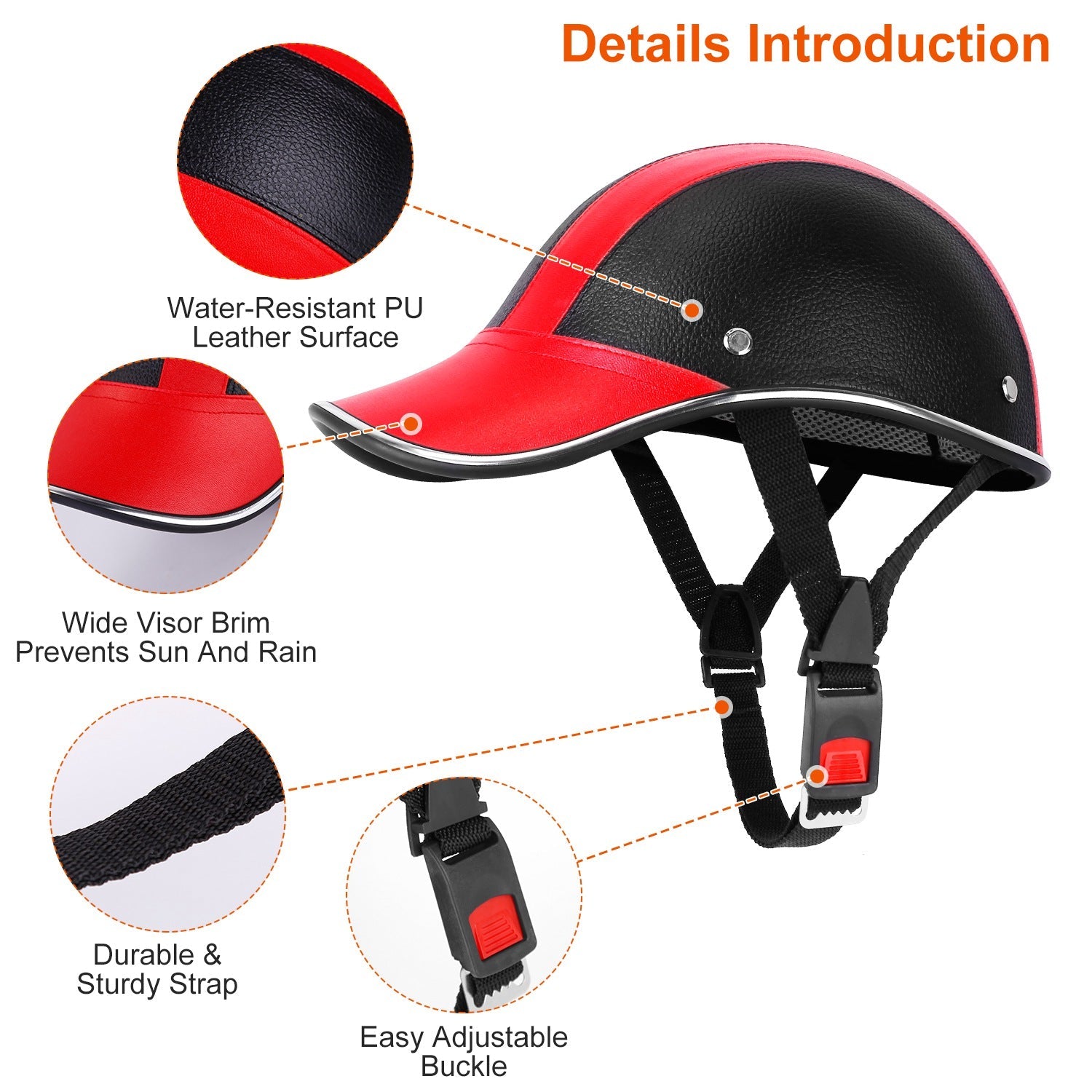 1Pc Safety Bicycle Helmet Adjustable Windproof Bike Helmet Sunshade Baseball Cap Anti-UV Cycling Motorcycle Hat Leather Helmet Lootquake LLC