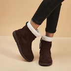 Winter Snow Boots New Fashion Lamb Thickened Warm Fleece Short Boots With Side Zpipper Design Solid Shoes For Women Pi-Mart