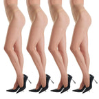 4 Pairs Women's Sheer Tights 20 Denier Control Top Pantyhose With Reinforced Toes - SJB-DIAMOND ELITES