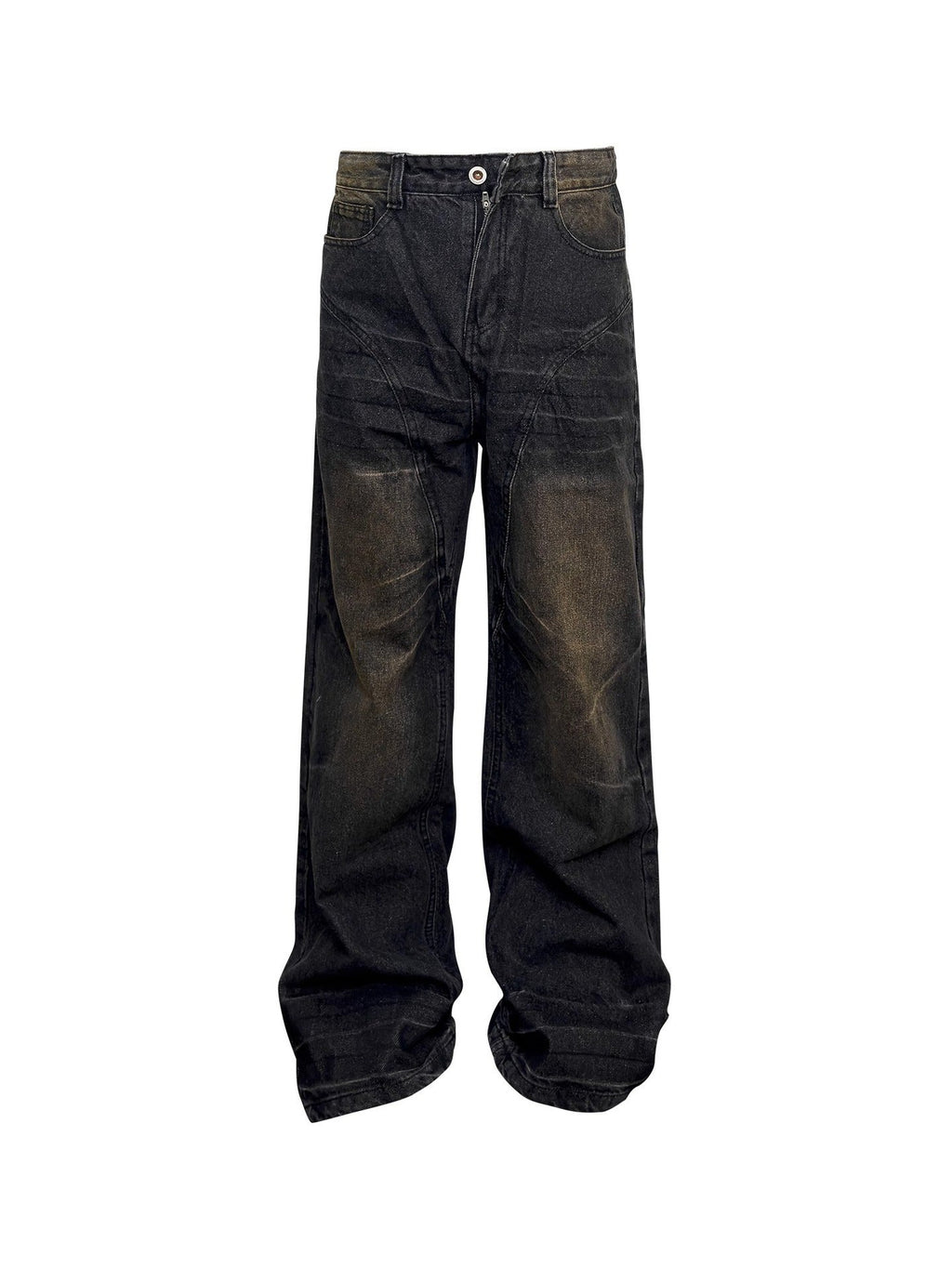 Niche Retro Washed Straight Deconstructed Jeans Lootquake LLC